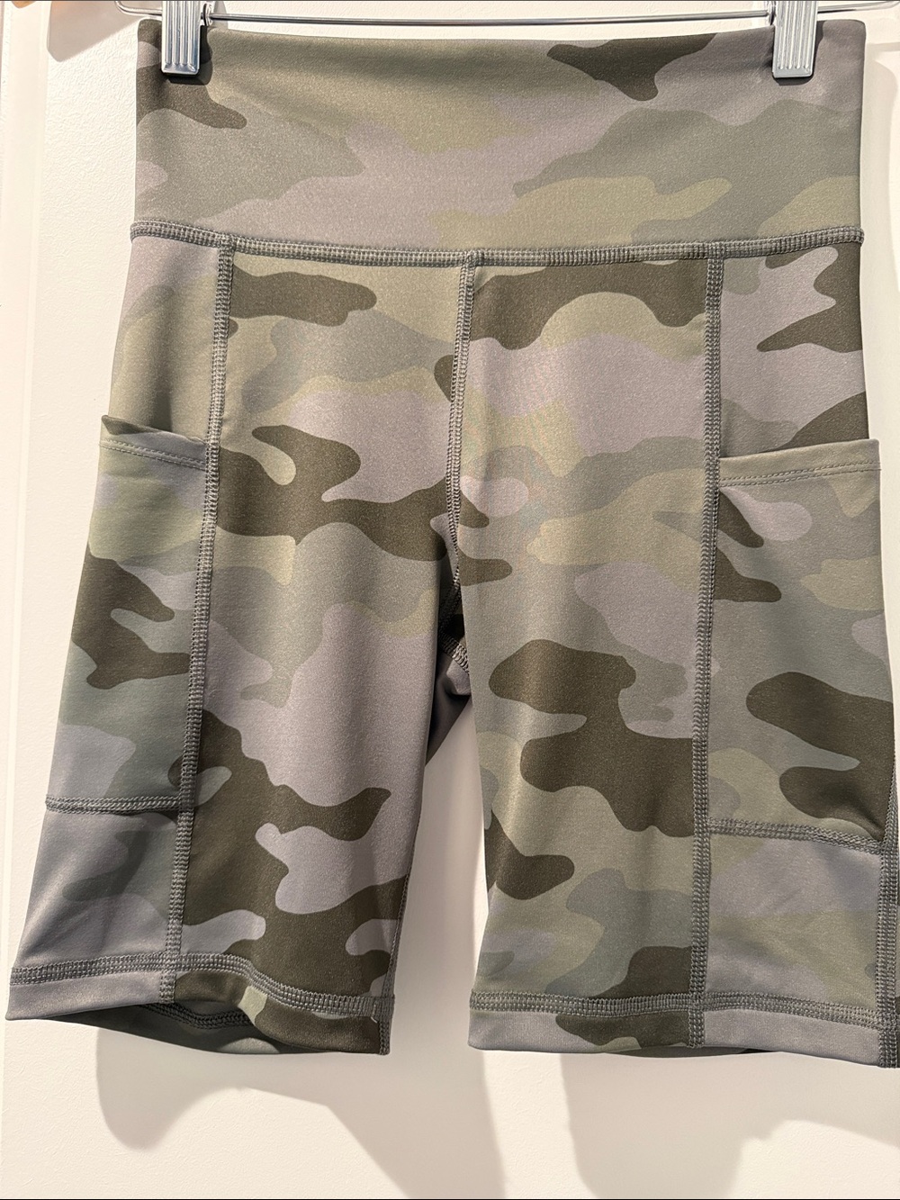 Aeropostale Women's Camo Bike Shorts in Olive Green